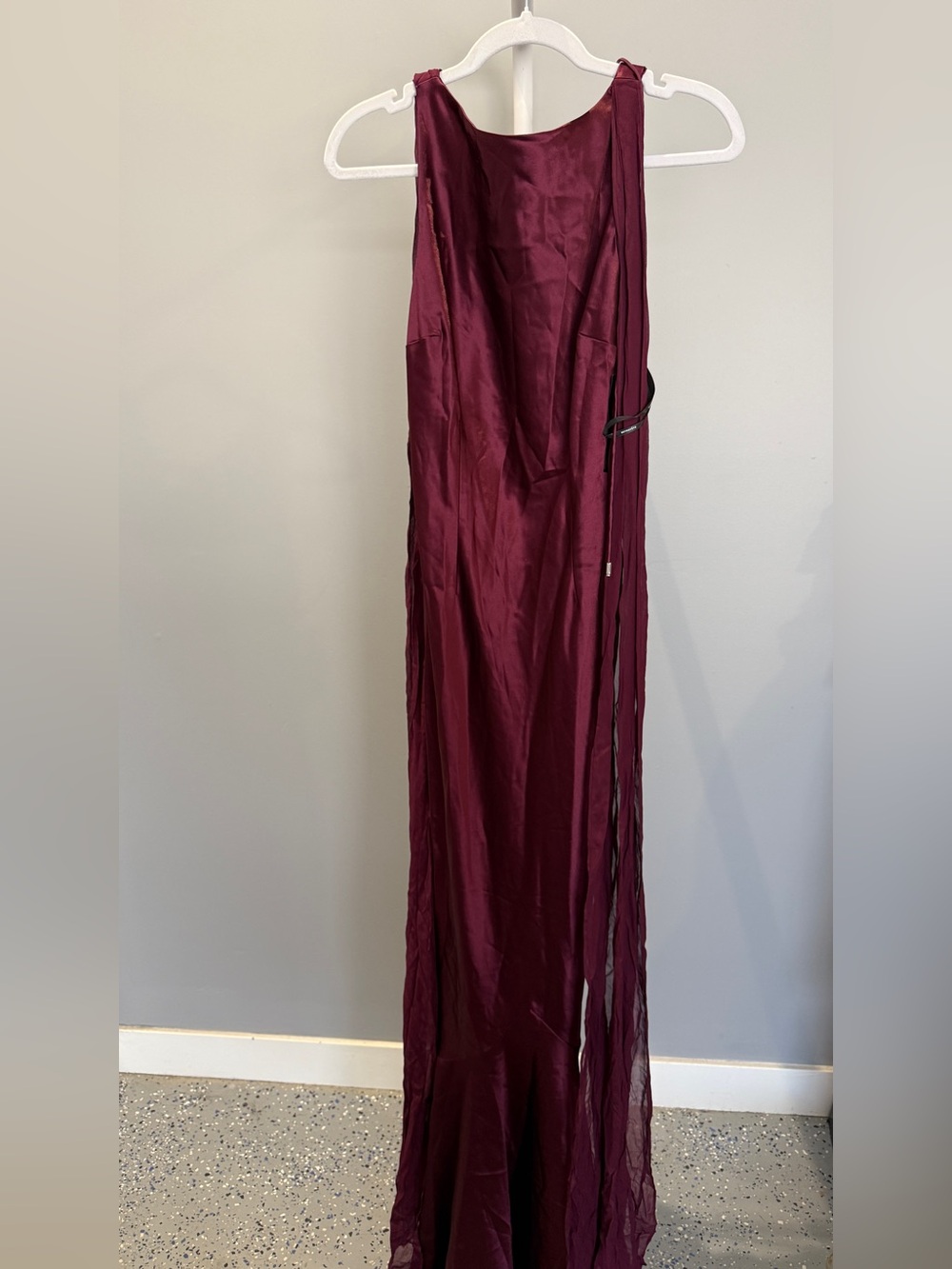 Retrofete Julia Satin Maroon Gown in Port Size Small - Picture 2 of 5